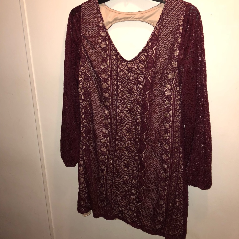 Burgundy lace dress